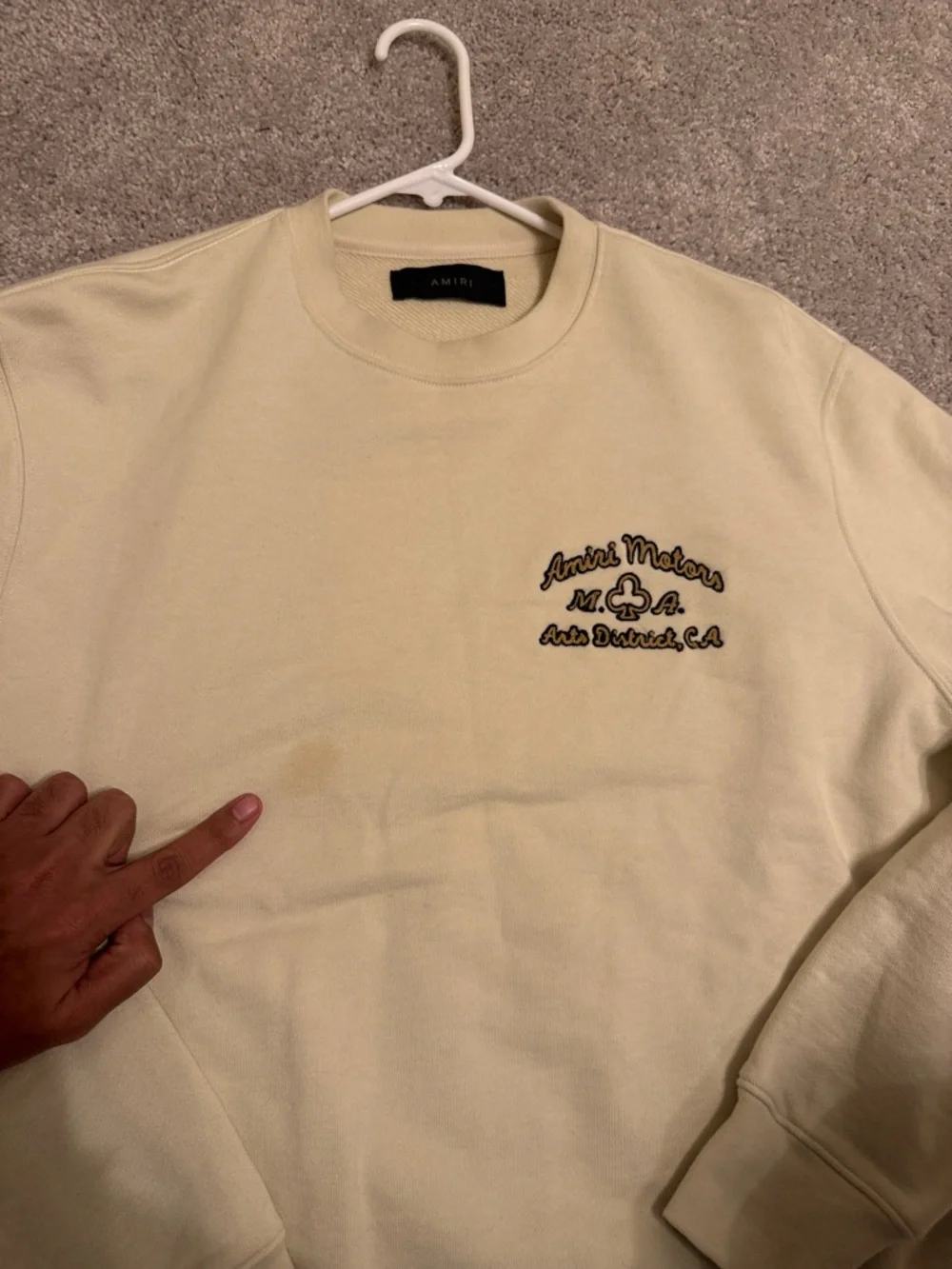 Amiri Cream Crewneck Sweatshirt with Amiri Motors Embroidery - Picture 4 of 15